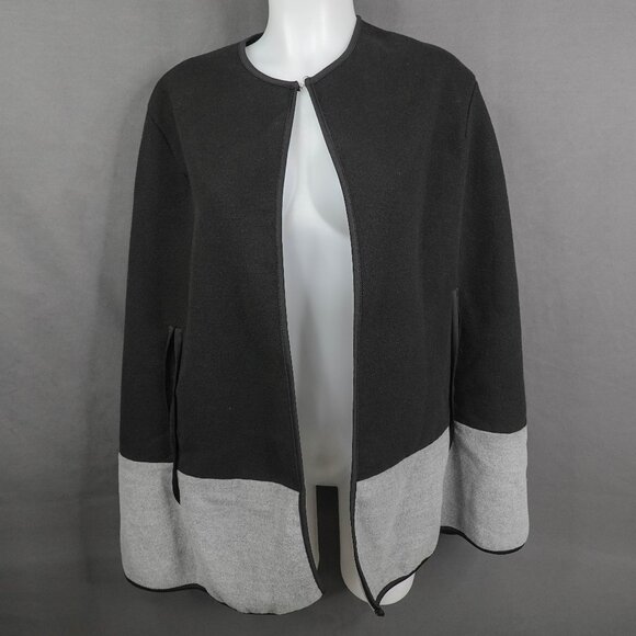 BCBGeneration Womens Cape OS Black Gray Felt Quiet Luxury Statement Minimalist - Picture 1 of 11